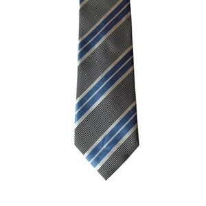 Banana Republic Mens Silk Tie Quiet Luxury Old Money Formal Grey Striped